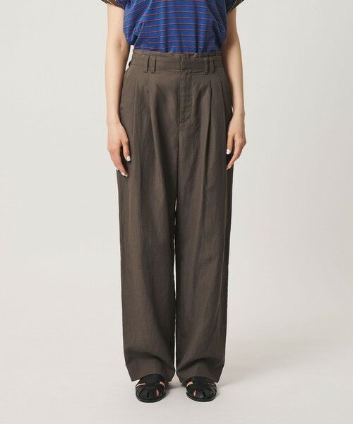 BEAUTY&YOUTH UNITED ARROWS / ビューティー&ユース ユナイテッドアローズ その他パンツ | 麻ブレンド バックゴム タック ワイドパンツ | 詳細17