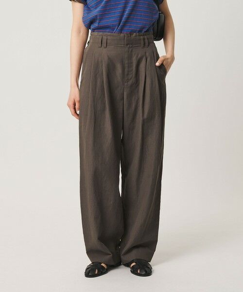 BEAUTY&YOUTH UNITED ARROWS / ビューティー&ユース ユナイテッドアローズ その他パンツ | 麻ブレンド バックゴム タック ワイドパンツ | 詳細14