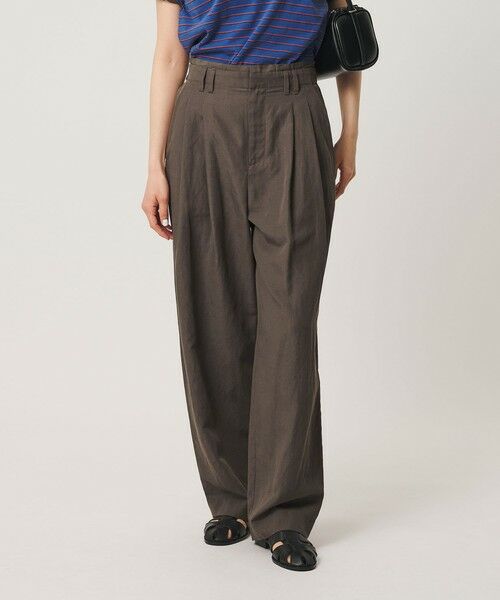 BEAUTY&YOUTH UNITED ARROWS / ビューティー&ユース ユナイテッドアローズ その他パンツ | 麻ブレンド バックゴム タック ワイドパンツ | 詳細15