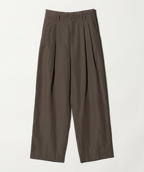 BEAUTY&YOUTH UNITED ARROWS / ビューティー&ユース ユナイテッドアローズ その他パンツ | 麻ブレンド バックゴム タック ワイドパンツ(DK.BROWN)