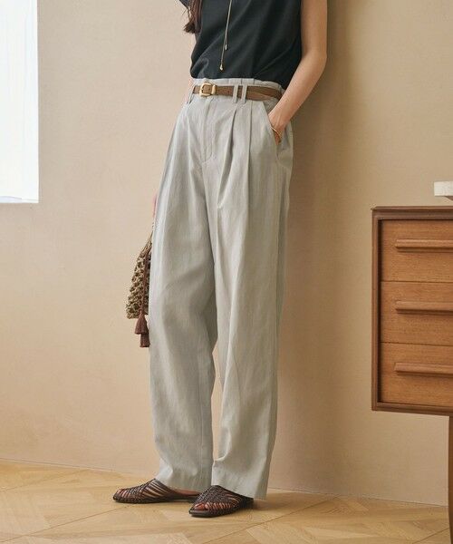 BEAUTY&YOUTH UNITED ARROWS / ビューティー&ユース ユナイテッドアローズ その他パンツ | 麻ブレンド バックゴム タック ワイドパンツ | 詳細14
