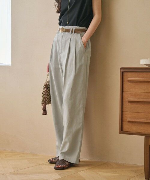 BEAUTY&YOUTH UNITED ARROWS / ビューティー&ユース ユナイテッドアローズ その他パンツ | 麻ブレンド バックゴム タック ワイドパンツ | 詳細15