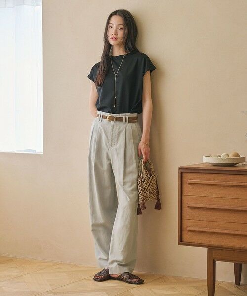 BEAUTY&YOUTH UNITED ARROWS / ビューティー&ユース ユナイテッドアローズ その他パンツ | 麻ブレンド バックゴム タック ワイドパンツ | 詳細17