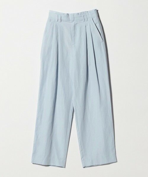 BEAUTY&YOUTH UNITED ARROWS / ビューティー&ユース ユナイテッドアローズ その他パンツ | 麻ブレンド バックゴム タック ワイドパンツ（LT.BLUE）