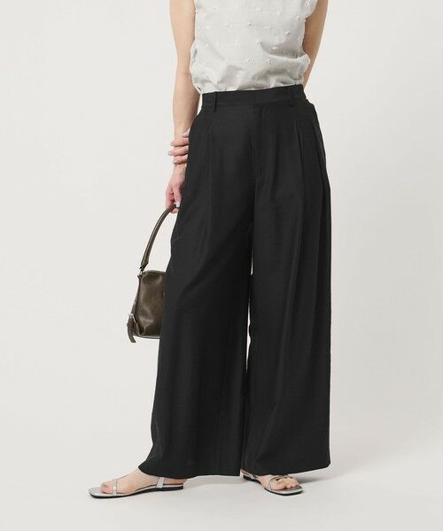BEAUTY&YOUTH UNITED ARROWS / ビューティー&ユース ユナイテッドアローズ その他パンツ | セルロースナイロン ツイル タック ワイドパンツ ウォッシャブル | 詳細1