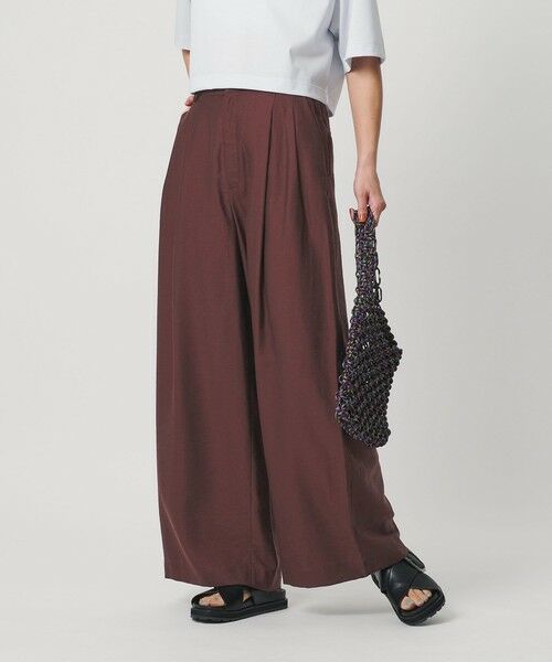 BEAUTY&YOUTH UNITED ARROWS / ビューティー&ユース ユナイテッドアローズ その他パンツ | セルロースナイロン ツイル タック ワイドパンツ ウォッシャブル | 詳細12