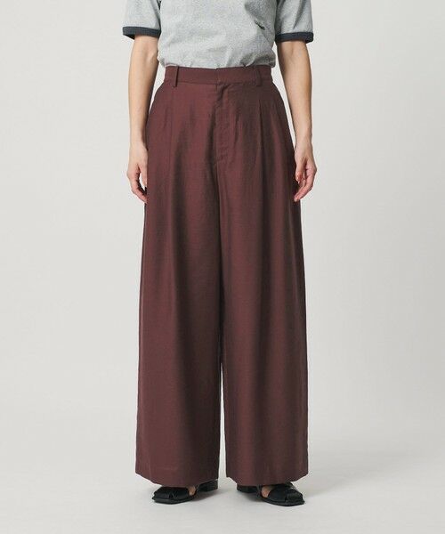 BEAUTY&YOUTH UNITED ARROWS / ビューティー&ユース ユナイテッドアローズ その他パンツ | セルロースナイロン ツイル タック ワイドパンツ ウォッシャブル | 詳細23