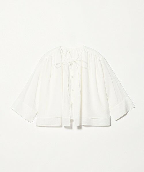 BEAUTY&YOUTH UNITED ARROWS / ビューティー&ユース ユナイテッドアローズ シャツ・ブラウス | 麻ブレンド フロントリボン ティアード シャツ ウォッシャブル（WHITE）