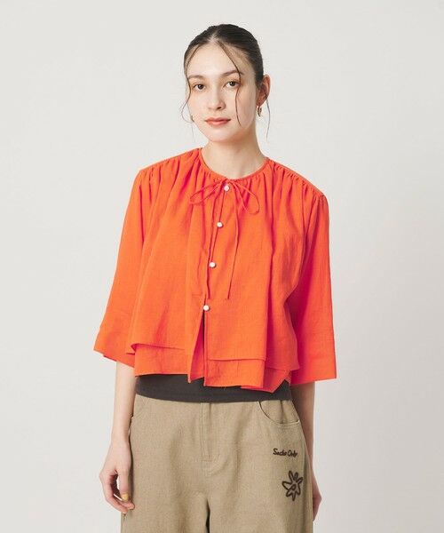BEAUTY&YOUTH UNITED ARROWS / ビューティー&ユース ユナイテッドアローズ シャツ・ブラウス | 麻ブレンド フロントリボン ティアード シャツ ウォッシャブル | 詳細26