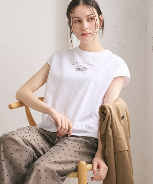BEAUTY&YOUTH UNITED ARROWS / ビューティー&ユース ユナイテッドアローズ Tシャツ | コットン ロゴプリント フレンチスリーブ Tシャツ | 詳細1