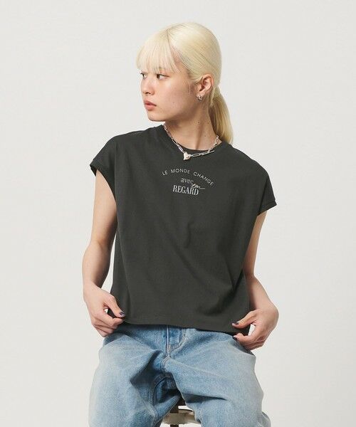 BEAUTY&YOUTH UNITED ARROWS / ビューティー&ユース ユナイテッドアローズ Tシャツ | コットン ロゴプリント フレンチスリーブ Tシャツ | 詳細9