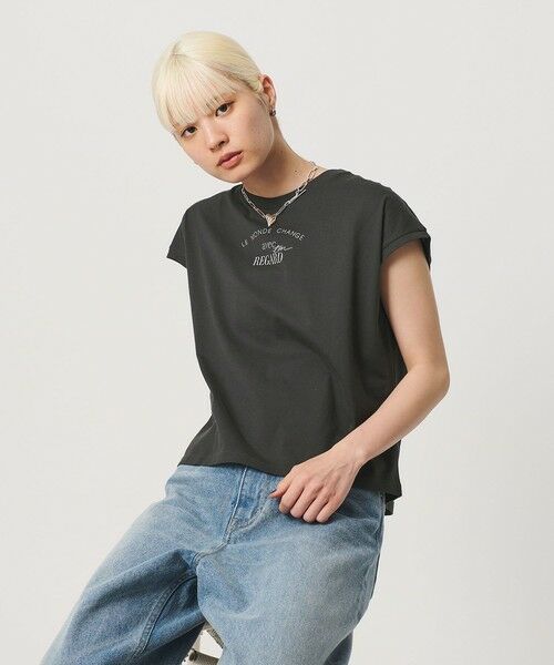 BEAUTY&YOUTH UNITED ARROWS / ビューティー&ユース ユナイテッドアローズ Tシャツ | コットン ロゴプリント フレンチスリーブ Tシャツ | 詳細10