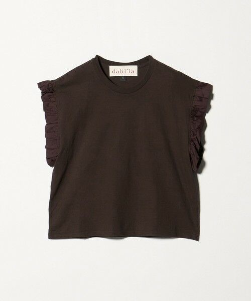 BEAUTY&YOUTH UNITED ARROWS / ビューティー&ユース ユナイテッドアローズ カットソー | ＜dahl’ia＞フリルスリーブ Tシャツ（DK.BROWN）