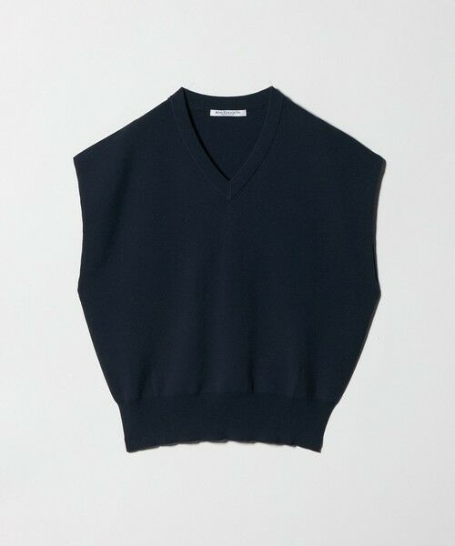 BEAUTY&YOUTH UNITED ARROWS / ビューティー&ユース ユナイテッドアローズ ニット・セーター | フルニードル フレンチスリーブ ニットプルオーバー ウォッシャブル（NAVY）