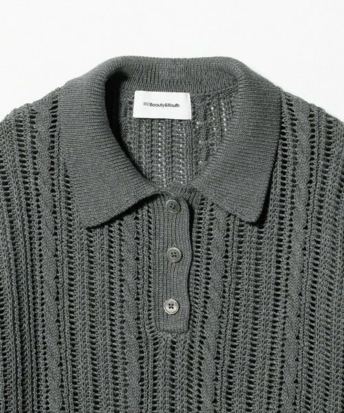 BEAUTY&YOUTH UNITED ARROWS / ビューティー&ユース ユナイテッドアローズ ニット・セーター | コットンメッシュ ケーブル ポロシャツ | 詳細2