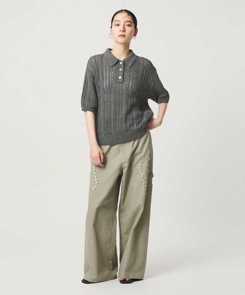 BEAUTY&YOUTH UNITED ARROWS / ビューティー&ユース ユナイテッドアローズ ニット・セーター | コットンメッシュ ケーブル ポロシャツ | 詳細3