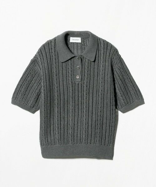 BEAUTY&YOUTH UNITED ARROWS / ビューティー&ユース ユナイテッドアローズ ニット・セーター | コットンメッシュ ケーブル ポロシャツ（DK.GRAY）