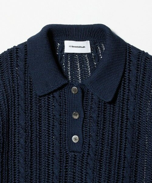 BEAUTY&YOUTH UNITED ARROWS / ビューティー&ユース ユナイテッドアローズ ニット・セーター | コットンメッシュ ケーブル ポロシャツ | 詳細8