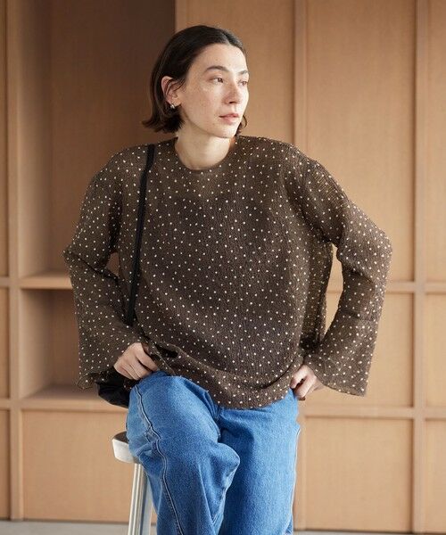 BEAUTY&YOUTH UNITED ARROWS / ビューティー&ユース ユナイテッドアローズ シャツ・ブラウス | ポリエステル ドット シアー ブラウス ウォッシャブル（DK.BROWN）
