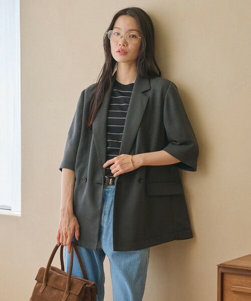 BEAUTY&YOUTH UNITED ARROWS / ビューティー&ユース ユナイテッドアローズ テーラードジャケット | ポリエステル メッシュ ハーフスリーブ ジャケット ウォッシャブル | 詳細1
