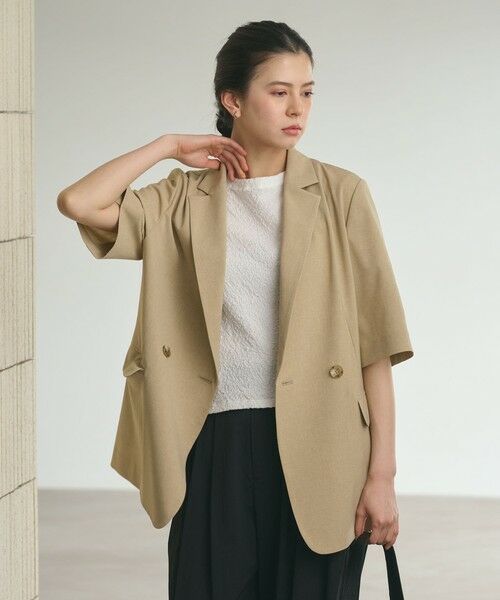 BEAUTY&YOUTH UNITED ARROWS / ビューティー&ユース ユナイテッドアローズ テーラードジャケット | ハーフスリーブ ジャケット 吸水速乾 防シワ（BEIGE）