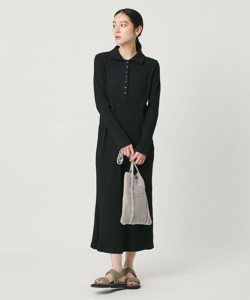 BEAUTY&YOUTH UNITED ARROWS / ビューティー&ユース ユナイテッドアローズ ロング・マキシ丈ワンピース | 【WEB限定】ポロカラー リブワンピース（BLACK）