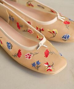 BEAUTY&YOUTH UNITED ARROWS / ビューティー&ユース ユナイテッドアローズ フラットシューズ | チュール フラワー エンブロイダリー バレエシューズ
