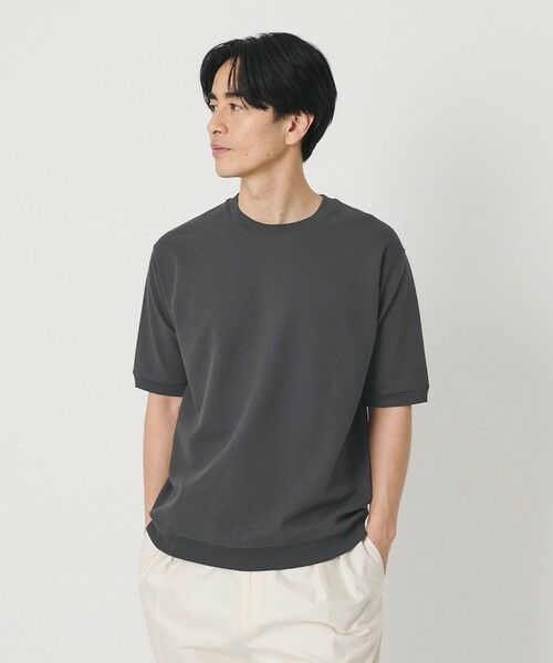 BEAUTY&YOUTH UNITED ARROWS / ビューティー&ユース ユナイテッドアローズ カットソー | ライト ダブルフェイス ジオメ クルーネック Tシャツ 抗菌防臭（DK.GRAY）