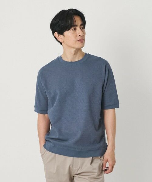 BEAUTY&YOUTH UNITED ARROWS / ビューティー&ユース ユナイテッドアローズ カットソー | ライト ダブルフェイス ジオメ クルーネック Tシャツ 抗菌防臭（ROYAL）