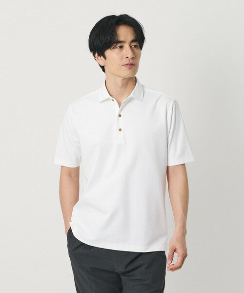 BEAUTY&YOUTH UNITED ARROWS / ビューティー&ユース ユナイテッドアローズ カットソー | クール ハイゲージ モクロディ ポロシャツ 接触冷感 抗菌防臭（WHITE）