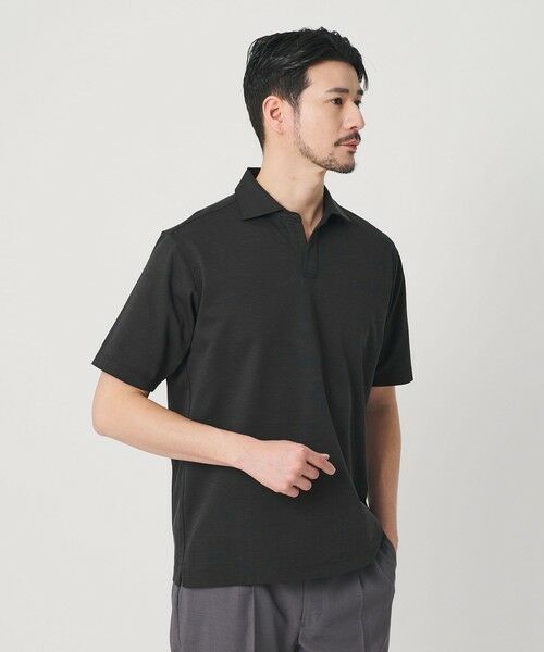 BEAUTY&YOUTH UNITED ARROWS / ビューティー&ユース ユナイテッドアローズ ポロシャツ | 【WEB限定 WARDROBE SMART】クール ハイゲージ モクロディ スキッパー ポロシャツ【抗菌防臭・接触冷感】（DK.GRAY）