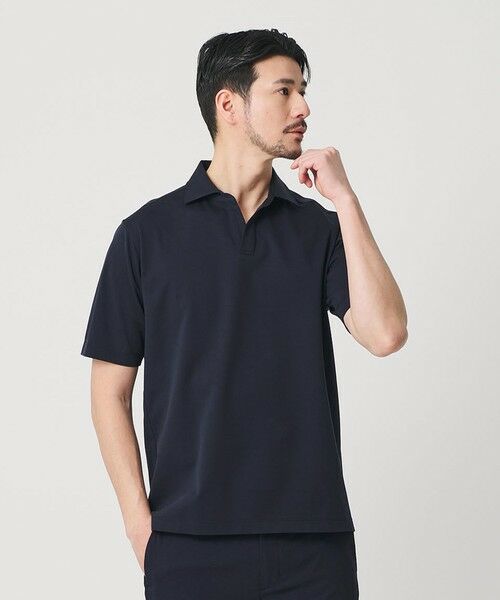 BEAUTY&YOUTH UNITED ARROWS / ビューティー&ユース ユナイテッドアローズ ポロシャツ | 【WEB限定 WARDROBE SMART】クール ハイゲージ モクロディ スキッパー ポロシャツ【抗菌防臭・接触冷感】（NAVY）