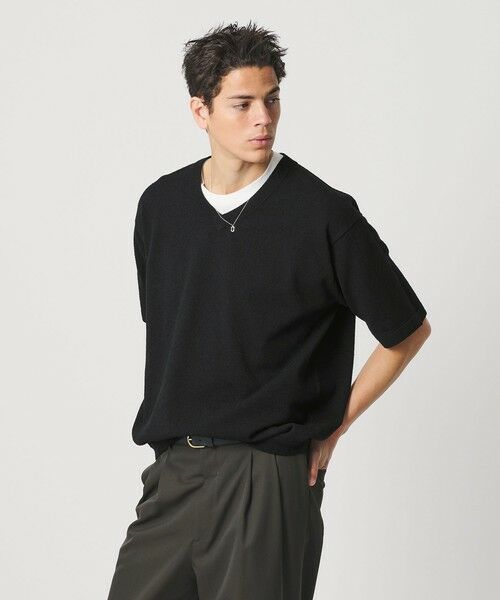 BEAUTY&YOUTH UNITED ARROWS / ビューティー&ユース ユナイテッドアローズ ニット・セーター | KNITEE クリンプコットン Vネック ニット Tシャツ ウォッシャブル | 詳細1