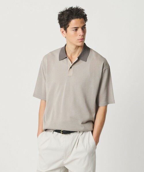 BEAUTY&YOUTH UNITED ARROWS / ビューティー&ユース ユナイテッドアローズ ニット・セーター | クレイジーパターン ギマ ショートスリーブ ポロニット ウォッシャブル | 詳細1