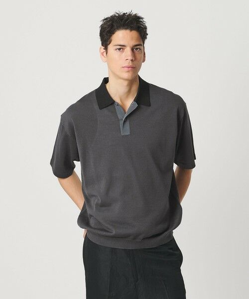 BEAUTY&YOUTH UNITED ARROWS / ビューティー&ユース ユナイテッドアローズ ニット・セーター | クレイジーパターン ギマ ショートスリーブ ポロニット | 詳細5