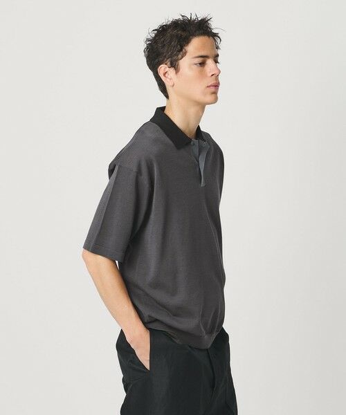 BEAUTY&YOUTH UNITED ARROWS / ビューティー&ユース ユナイテッドアローズ ニット・セーター | クレイジーパターン ギマ ショートスリーブ ポロニット | 詳細6