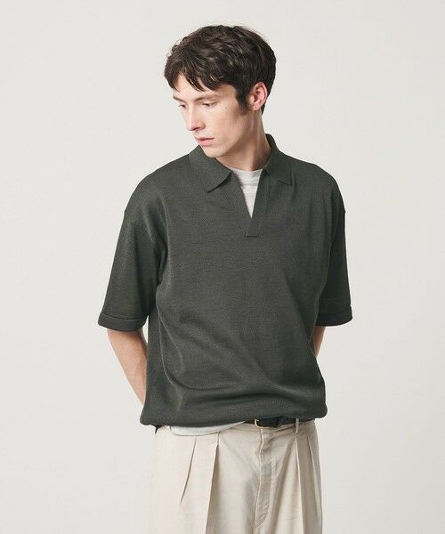 BEAUTY&YOUTH UNITED ARROWS / ビューティー&ユース ユナイテッドアローズ ニット・セーター | シャイン ギマ スキッパー ポロニット ウォッシャブル | 詳細11
