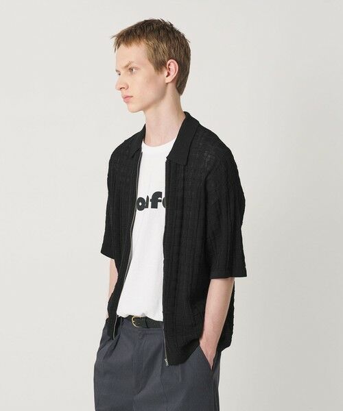 BEAUTY&YOUTH UNITED ARROWS / ビューティー&ユース ユナイテッドアローズ カーディガン・ボレロ | ジャガード フルジップ ショートスリーブ ポロニット ウォッシャブル | 詳細1