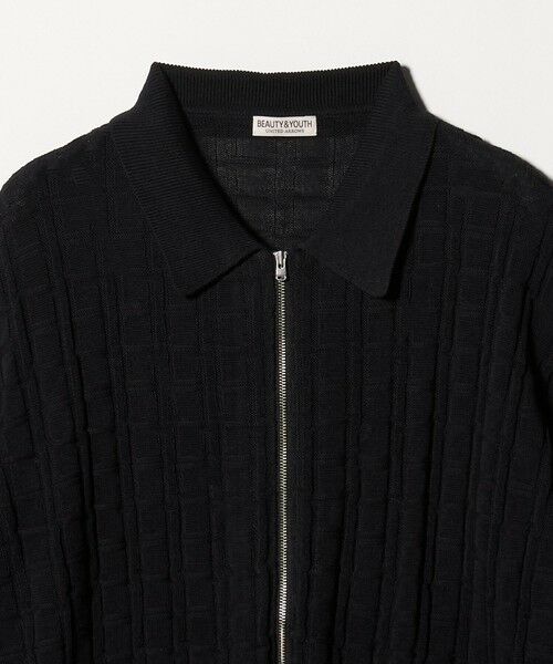 BEAUTY&YOUTH UNITED ARROWS / ビューティー&ユース ユナイテッドアローズ カーディガン・ボレロ | ジャガード フルジップ ショートスリーブ ポロニット ウォッシャブル | 詳細9