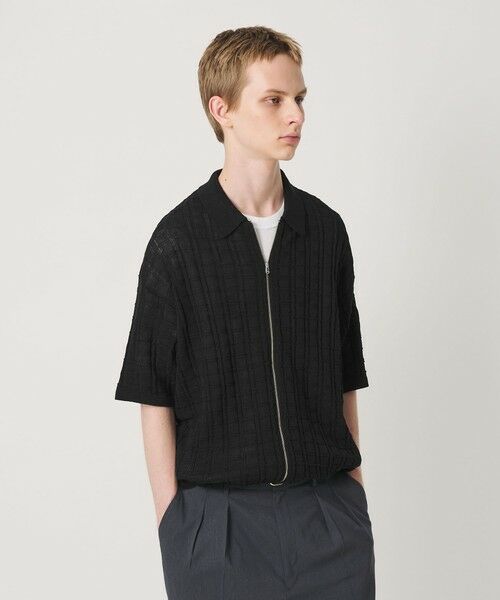BEAUTY&YOUTH UNITED ARROWS / ビューティー&ユース ユナイテッドアローズ カーディガン・ボレロ | ジャガード フルジップ ショートスリーブ ポロニット ウォッシャブル | 詳細4