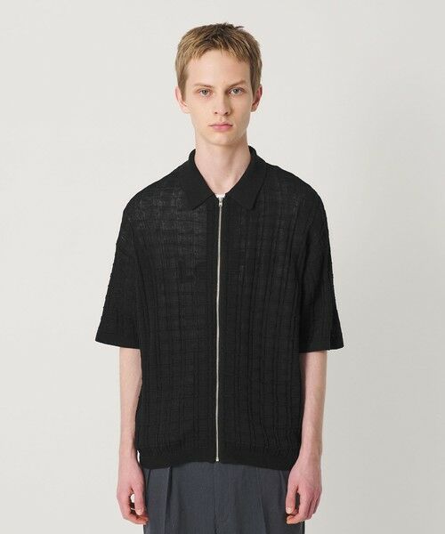 BEAUTY&YOUTH UNITED ARROWS / ビューティー&ユース ユナイテッドアローズ カーディガン・ボレロ | ジャガード フルジップ ショートスリーブ ポロニット ウォッシャブル | 詳細5