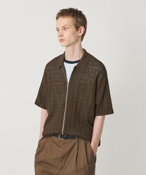 BEAUTY&YOUTH UNITED ARROWS / ビューティー&ユース ユナイテッドアローズ カーディガン・ボレロ | ジャガード フルジップ ショートスリーブ ポロニット ウォッシャブル | 詳細11