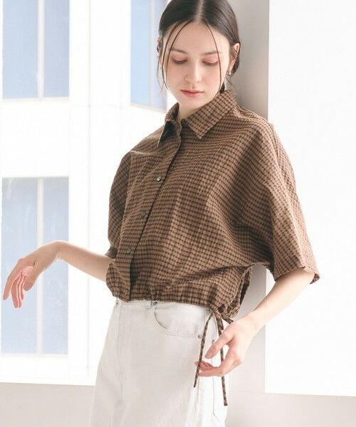 BEAUTY&YOUTH UNITED ARROWS / ビューティー&ユース ユナイテッドアローズ シャツ・ブラウス | チェック ドローストリング シャツ ウォッシャブル（MOCA）