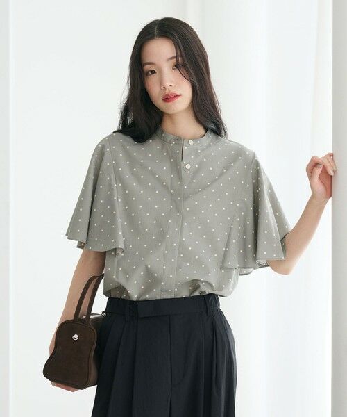 BEAUTY&YOUTH UNITED ARROWS / ビューティー&ユース ユナイテッドアローズ シャツ・ブラウス | 【WEB限定】ドット フリルスリーブブラウス ウォッシャブル（LIME）