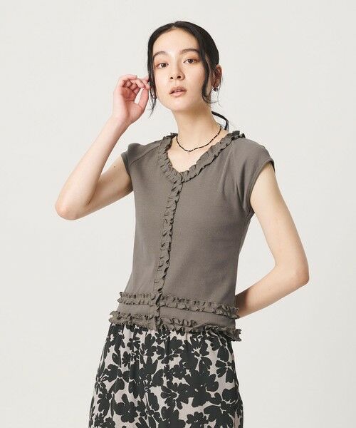 BEAUTY&YOUTH UNITED ARROWS / ビューティー&ユース ユナイテッドアローズ カットソー | コットン リブ フリル キャップスリーブ カットソー | 詳細7