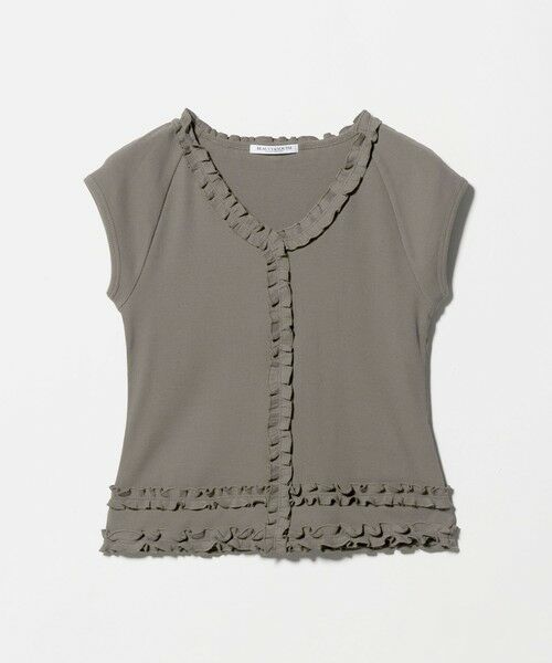 BEAUTY&YOUTH UNITED ARROWS / ビューティー&ユース ユナイテッドアローズ カットソー | コットン リブ フリル キャップスリーブ カットソー（MOCA）