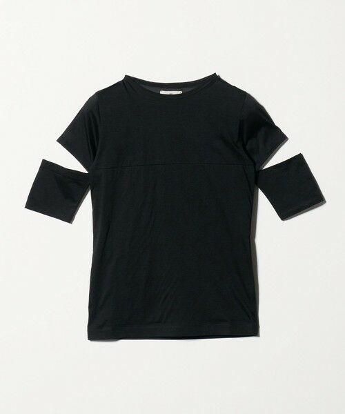 BEAUTY&YOUTH UNITED ARROWS / ビューティー&ユース ユナイテッドアローズ Tシャツ | ＜ONIT＞シアー スリット クルーネック ショートスリーブ Tシャツ（BLACK）