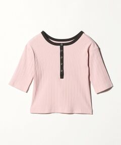 BEAUTY&YOUTH UNITED ARROWS / ビューティー&ユース ユナイテッドアローズ カットソー | 【WEB限定】ランダムリブ ヘンリーネック スナップ 5分袖Tシャツ