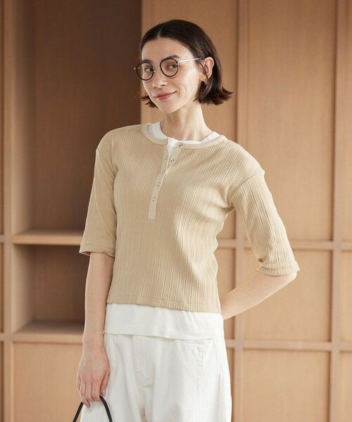 BEAUTY&YOUTH UNITED ARROWS / ビューティー&ユース ユナイテッドアローズ カットソー | 【WEB限定】ランダムリブ ヘンリーネック スナップ 5分袖Tシャツ | 詳細2