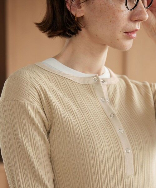 BEAUTY&YOUTH UNITED ARROWS / ビューティー&ユース ユナイテッドアローズ カットソー | 【WEB限定】ランダムリブ ヘンリーネック スナップ 5分袖Tシャツ | 詳細3